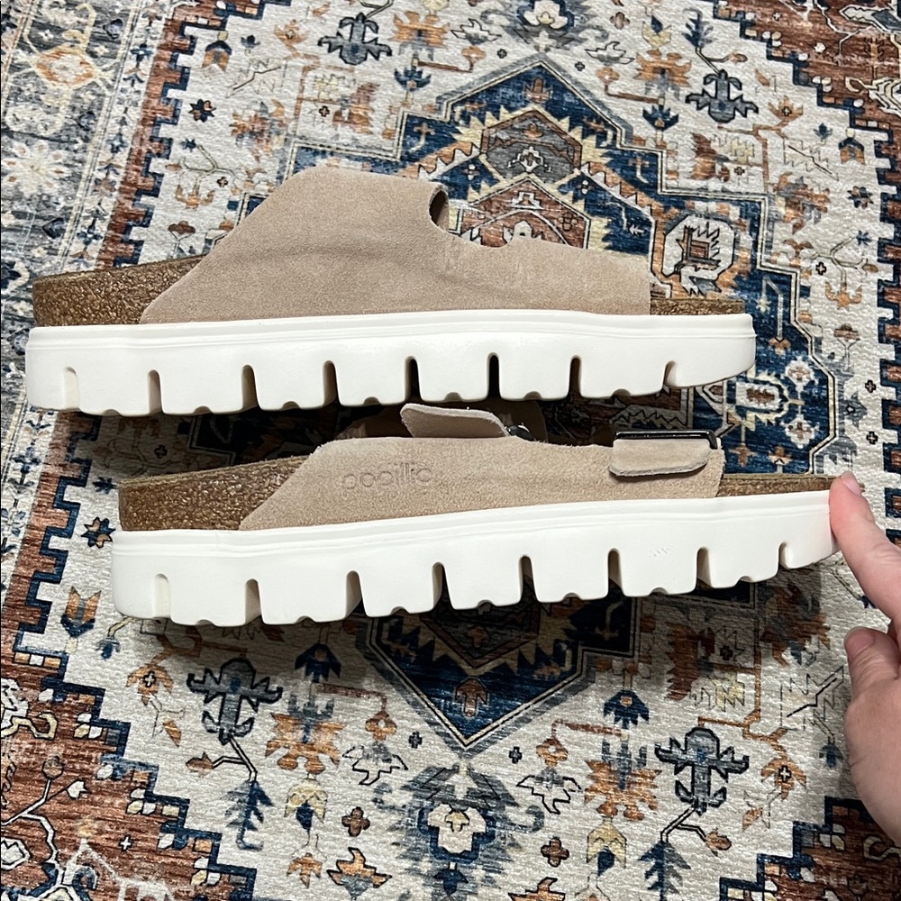 Papillio by Birkenstock Arizona Chunky Light Tan Suede Sandals - Picture 8 of 8